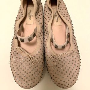 Valentino rockstud crystal ballerina flats